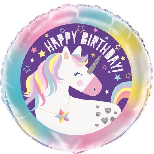 18 inch Happy Birthday Balloon - Pastel Ombre Cosmic Unicorn