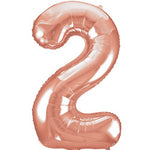 Large number helium balloon - rose gold 0-9