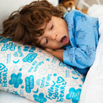 KidSilk Blue / Beige - Luxury Mulberry Silk Affirmation Pillowcase