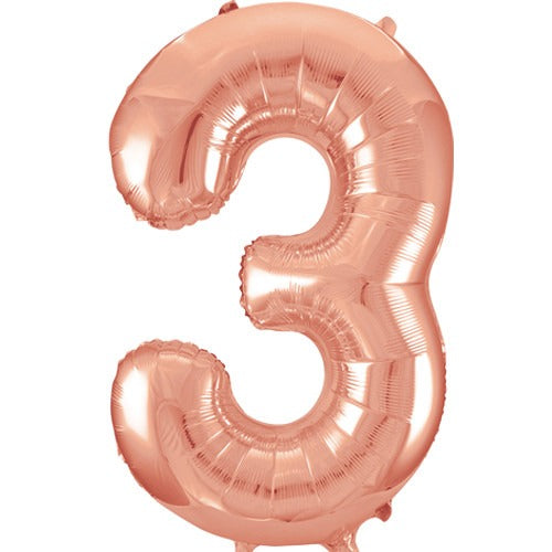 Large number helium balloon - rose gold 0-9