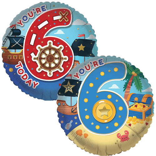 18 inch Age 6 Pirate Party Balloon