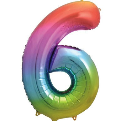 Large number helium balloon - rainbow 0-9