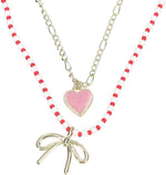 TOPModel Double Layer Necklace Heart and Bow
