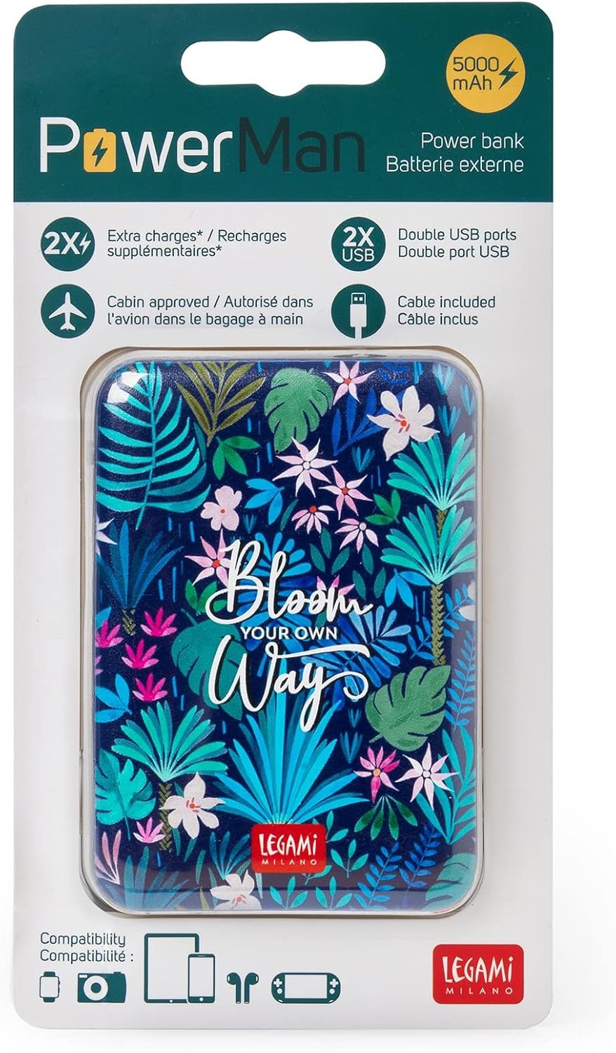 Legami - Portable charger - flora