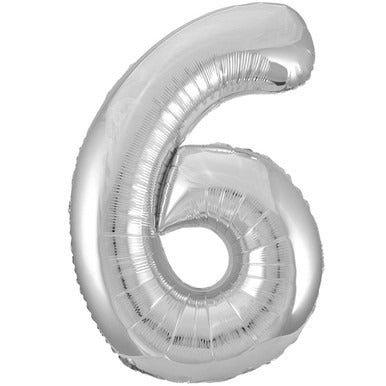 Large number helium balloon - silver 0-9