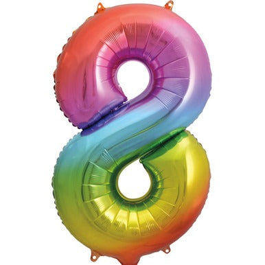 Large number helium balloon - rainbow 0-9